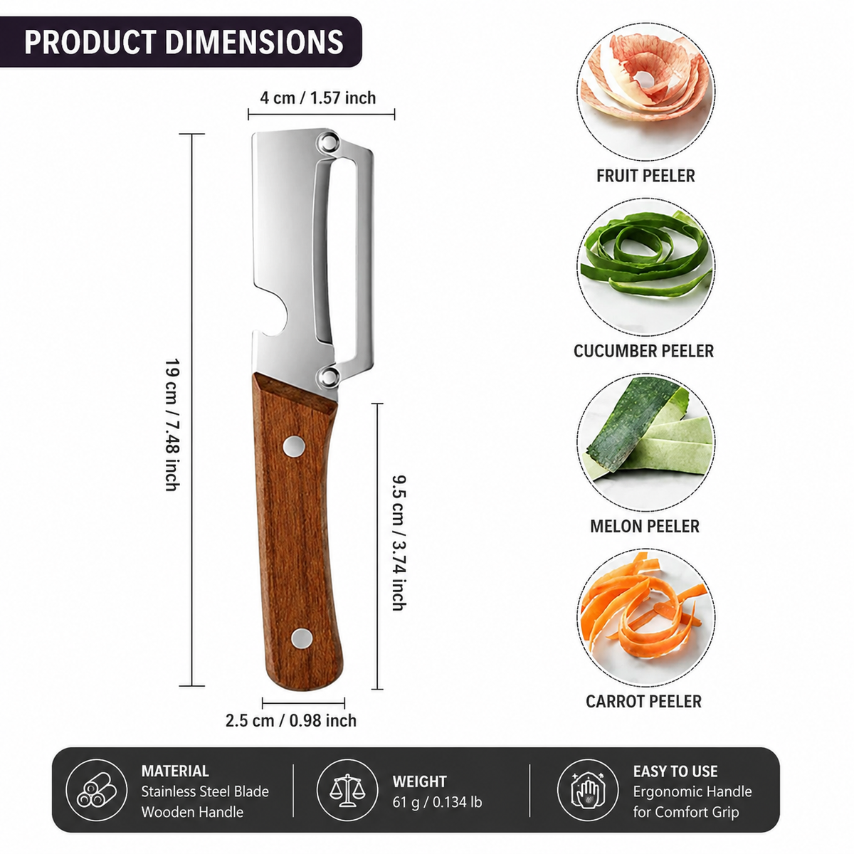 Zero-Snag 3-in-1 Vegetable Peeler, Cutter & Bottle Opener
